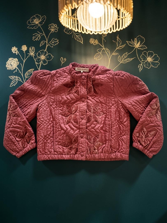 Free People Jackets & Blazers - Free People Lightweight Quilted Quinn Crop Jacket in Marsala Red